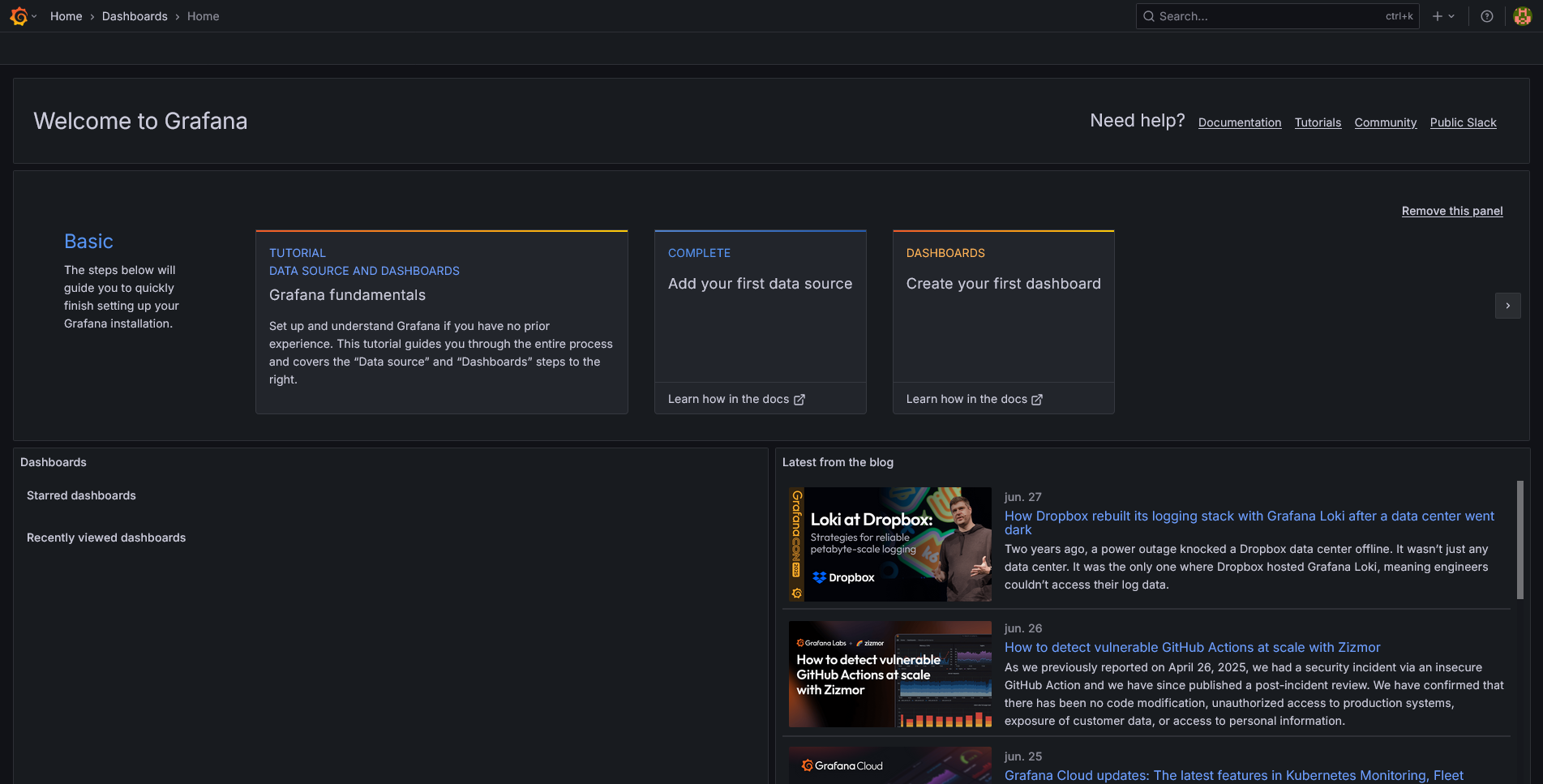 Stack mínimo con Grafana, Mimir, Tempo, Loki y otel-collector